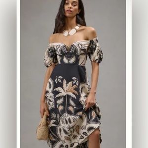 Anthropologie Maeve Puff-Sleeve Sweetheart Dress